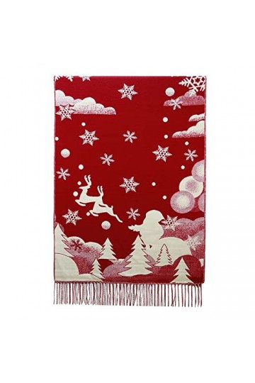 RFEGEF Femme Écharpe Pashmina,Dames Écharpes Et Châles Rouge Noël Wapiti Flocon De Neige Gland Réversible Longue Et Douce Éch