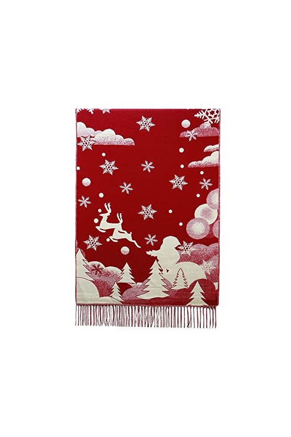 RFEGEF Femme Écharpe Pashmina,Dames Écharpes Et Châles Rouge Noël Wapiti Flocon De Neige Gland Réversible Longue Et Douce Éch
