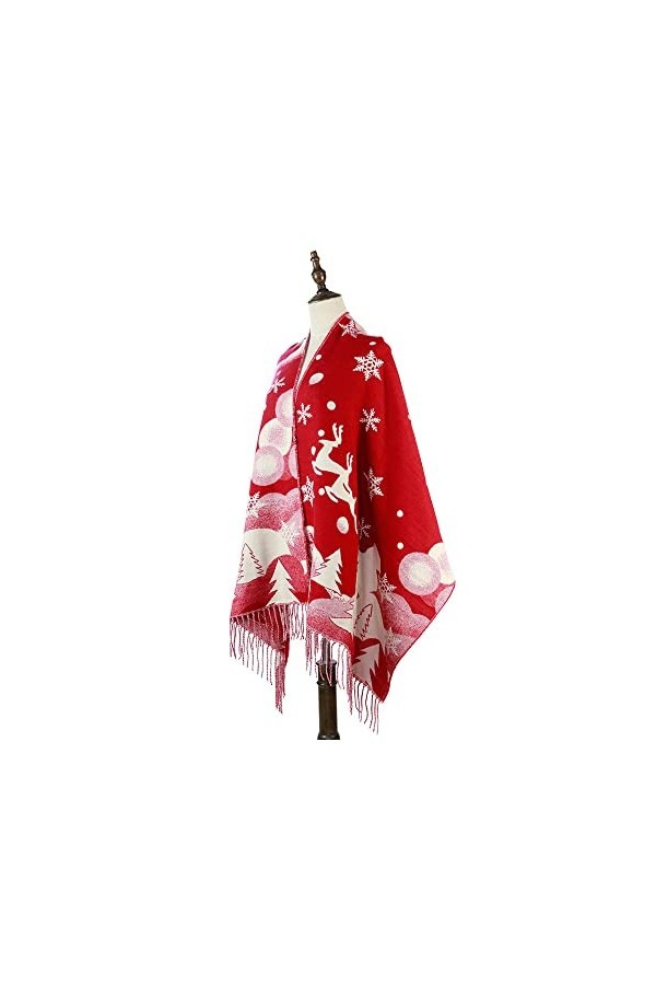 RFEGEF Femme Écharpe Pashmina,Dames Écharpes Et Châles Rouge Noël Wapiti Flocon De Neige Gland Réversible Longue Et Douce Éch