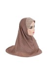 DABOURANG Hijab pour Femme Adultes Doux Filet Deux Couches Foulard Musulman Hijab Chapeau avec Dentelle Perle Bandeau Fille é