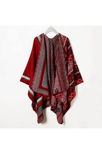 HGJH Echarpe Femme,Écharpe pour Femme Cashmere Feel Warm Reversible Pashmina Shawl Echarpe À Fleurs Ethniques Rouge Wrap Echa