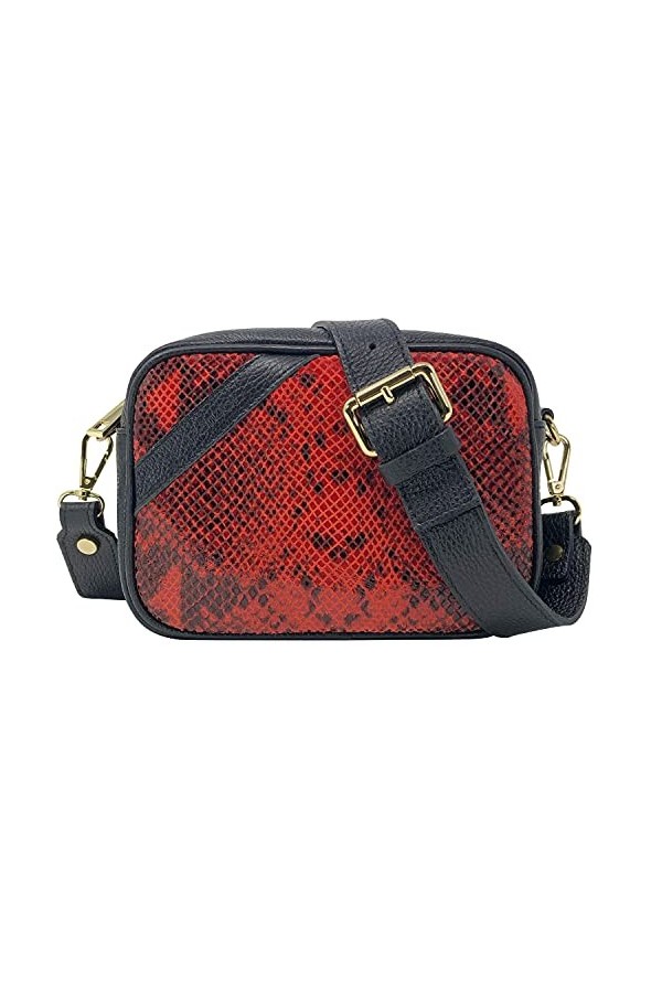 Parubi, Sac à main pour Femme avec Bandoulière, en Cuir Véritable Imprimé Python, Made in Italy, Modèle Ginevra, Petit Sac à 