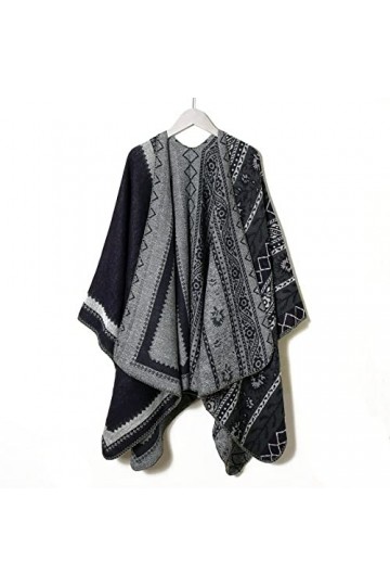 HGJH Chale Femme,Echarpe Femme Cashmere Feel Warm Reversible Pashmina Shawl Echarpe Fleur Ethnique Bleu Marine Wrap Echarpe W