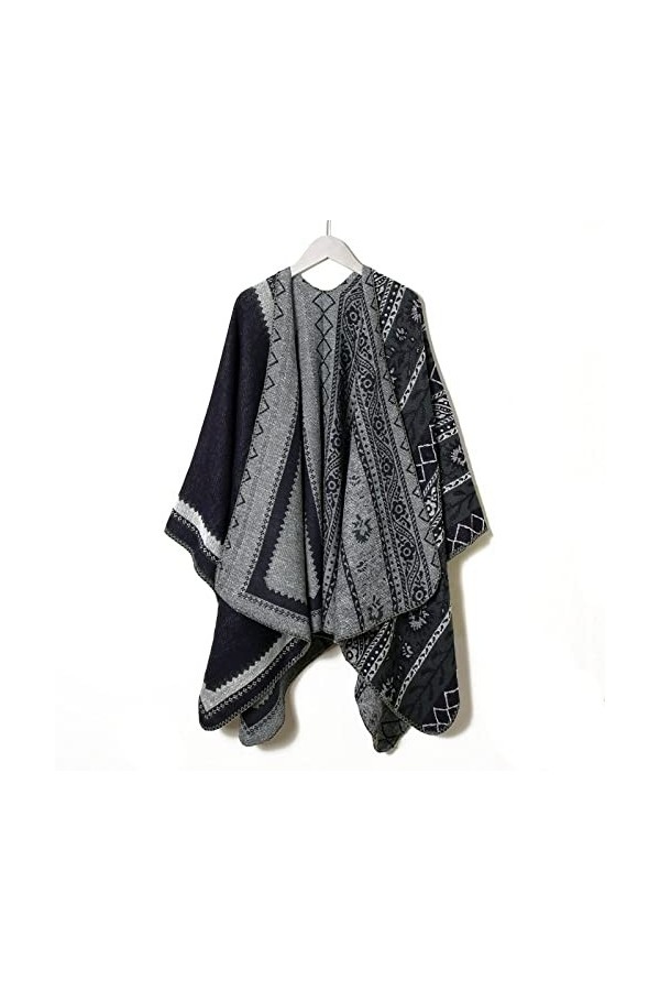 HGJH Chale Femme,Echarpe Femme Cashmere Feel Warm Reversible Pashmina Shawl Echarpe Fleur Ethnique Bleu Marine Wrap Echarpe W