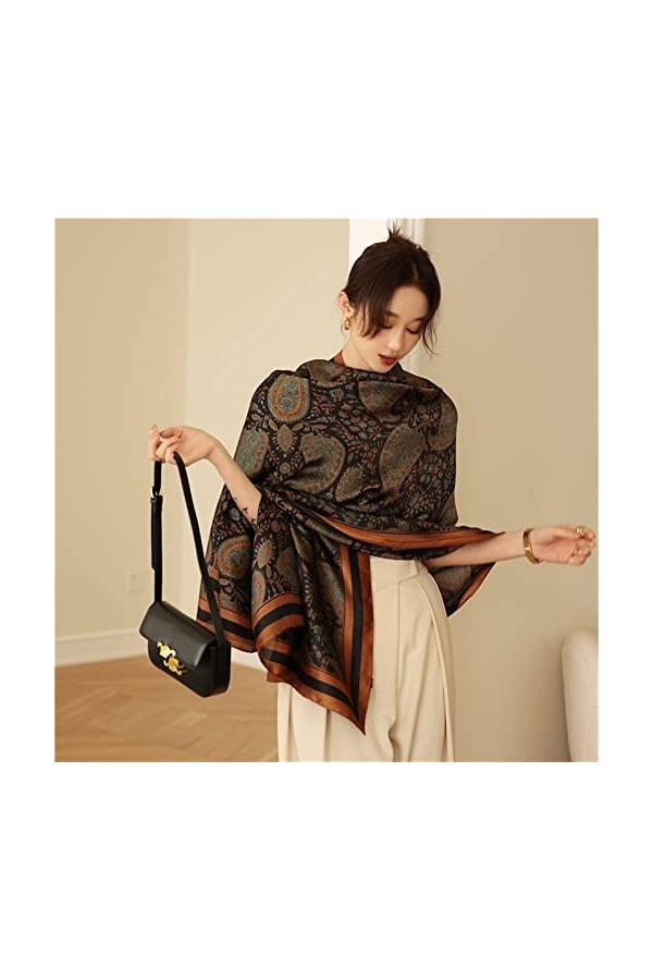 AGOUNOD 2022 Long écharpe en Soie Femmes châles et Enveloppement Design Pashmina Bandbands écharpes Plage Stoles Color : 4, 