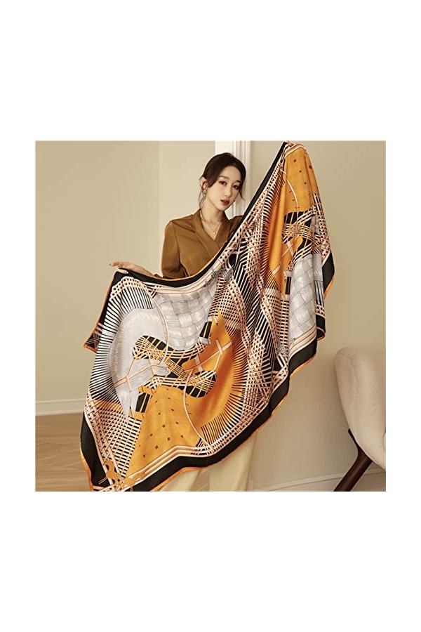 AGOUNOD 2022 Long écharpe en Soie Femmes châles et Enveloppement Design Pashmina Bandbands écharpes Plage Stoles Color : 4, 