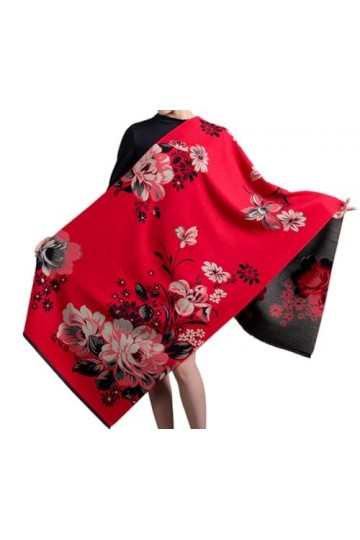 GFM® Écharpe châle style pashmina texture cachemire pour lautomne et lhiver YCA-B , Yca26-51-rouge, L