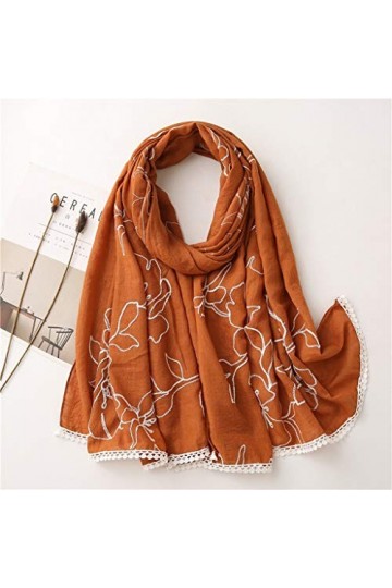 NXYJD Automne Hiver Point de Dentelle écharpe en Viscose Florale Dame châles et enveloppes de Haute qualité étole Pashmina C