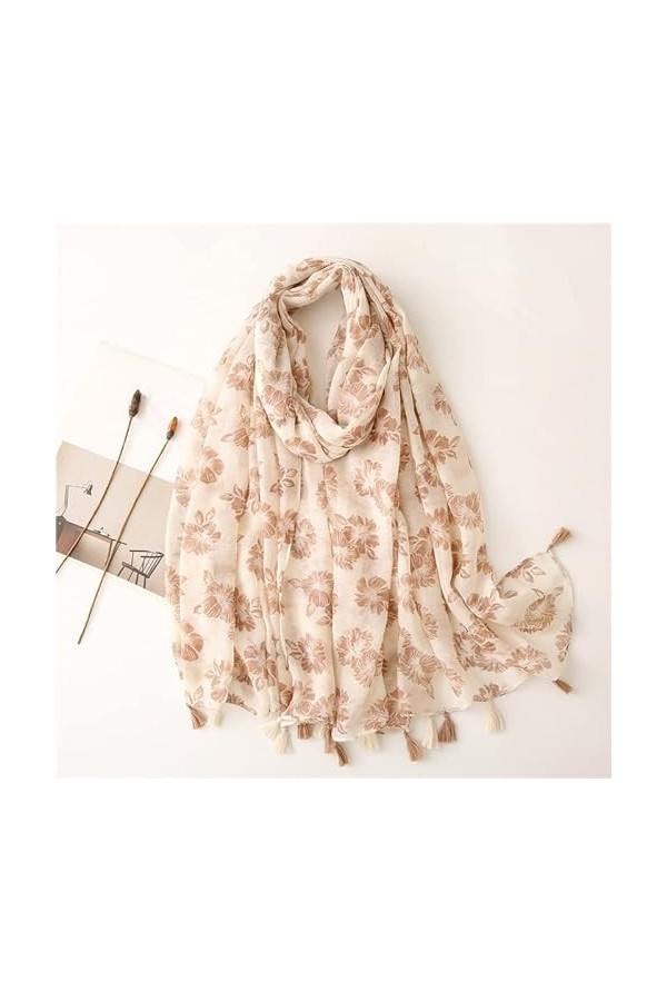 MORYEN Mode Hijab Musulman, Lady Print Soft Wrap Pashmina Étole Floral Gland Viscose Châle Écharpe Foulards Foulards Color :