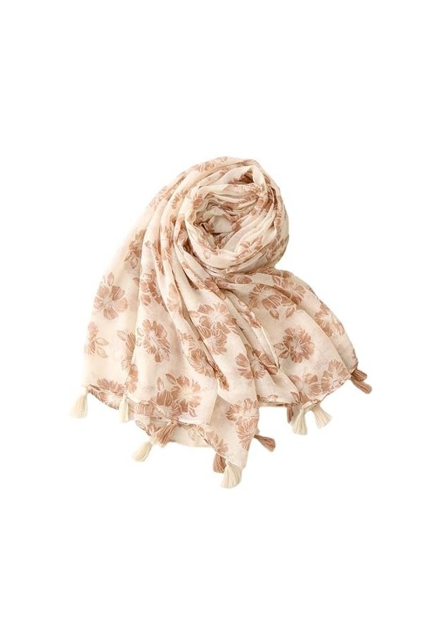 MORYEN Mode Hijab Musulman, Lady Print Soft Wrap Pashmina Étole Floral Gland Viscose Châle Écharpe Foulards Foulards Color :