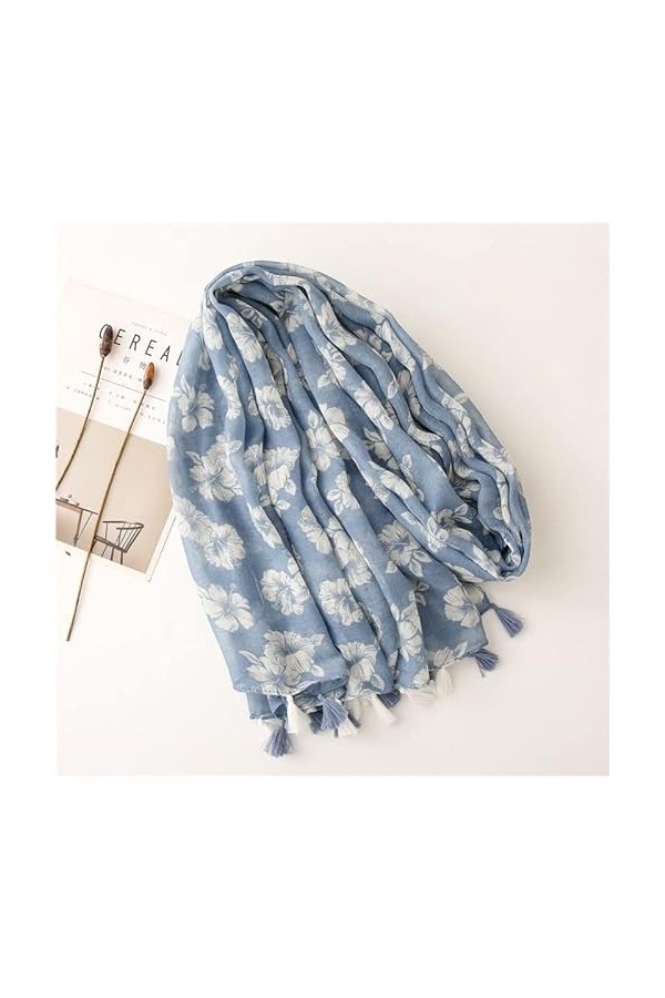 MORYEN Mode Hijab musulman, Lady Print Soft Wrap Pashmina Étole Floral Gland Viscose Châle Écharpe Foulards Foulards Color :