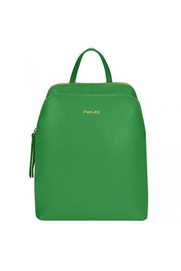 Parubi Sac à Dos en Cuir Véritable avec Deux Poches Frontals et Poignée, Fabriqué en Italie, Sac à Dos de Voyage Décontractés