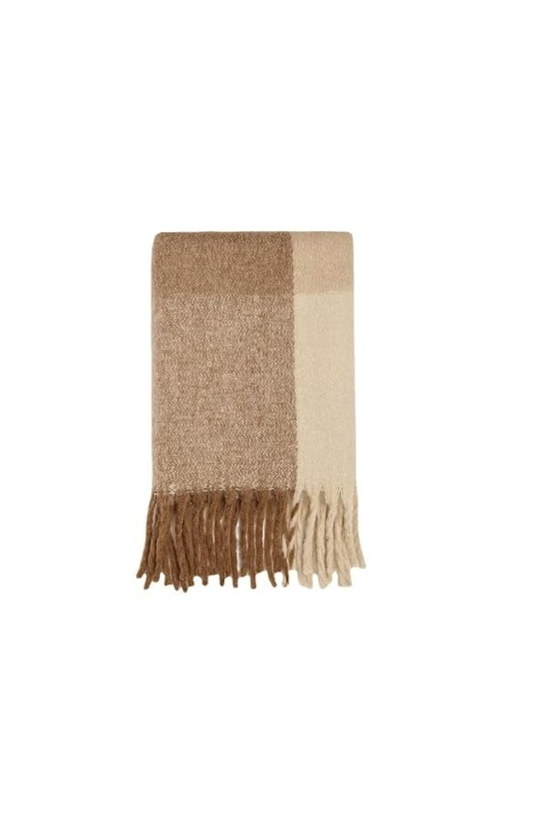 DNLKWGO Écharpe épaisse sensation cachemire pashmina franges écharpe confortable pour femmes et filles, Camel, taille unique