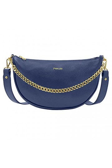 Parubi, Sac à main pour femme, en cuir véritable, souple, fabriqué en Italie, modèle Glenda, pochette moyenne avec chaîne pou