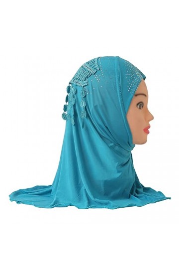 DABOURANG Hijab pour Femme Belle Petite Fille Hijab avec Dentelle sur Le Dos for Enfants de 2 à 6 Ans à Tirer sur lécharpe I