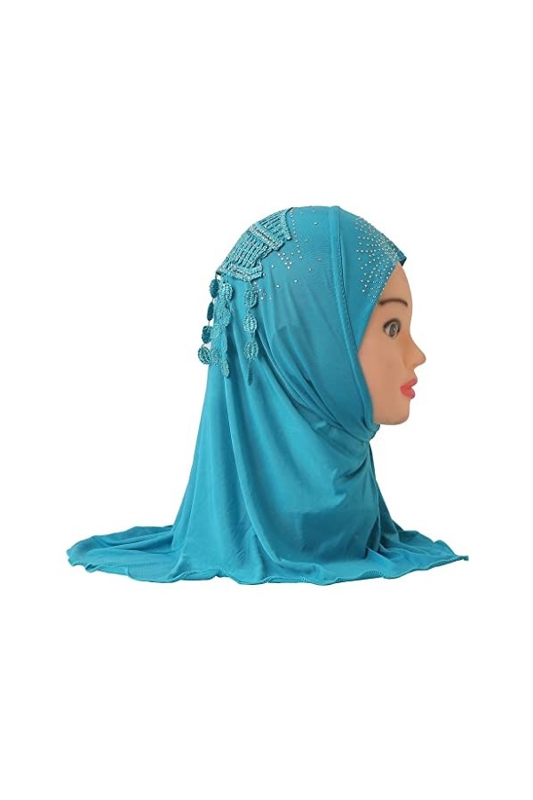 DABOURANG Hijab pour Femme Belle Petite Fille Hijab avec Dentelle sur Le Dos for Enfants de 2 à 6 Ans à Tirer sur lécharpe I