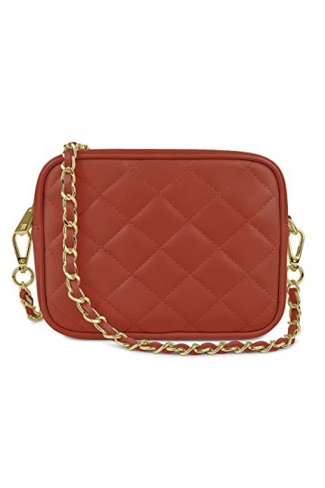 Parubi Sac Porté Main Rond pour Femmes, Sac Porté Épaule en Cuir Véritable Matelassé, Fabriqué en Italie, Sac à Main Élégant 