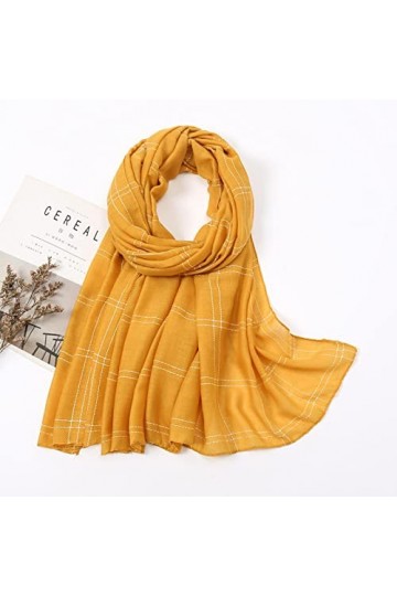 Bysonglezai Foulard Femme Cheveux pour De Hiver en Echarpe Scarf Automne Plaine Cousu Plaid Viscose Écharpe Femmes Point Uni 