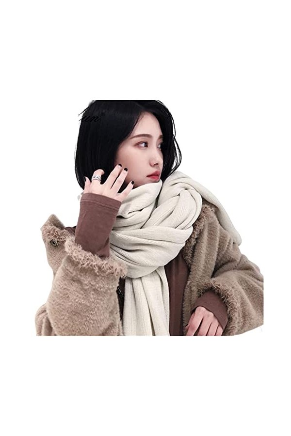 SUYGGCK éCharpe Écharpe Chaude Épaisse pour Les Femmes De Couleur Pure Imitation Cachemire Écharpe Noire Hiver Féminine pour 