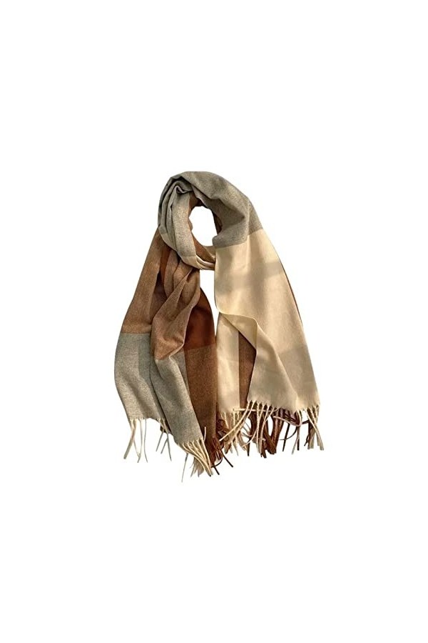 Femme Écharpe Écharpe à Carreaux en Laine mélangée Épaississement dautomne et dhiver Grand châle Externe Chaud Écharpe dhi