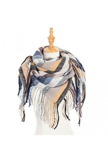 TYXL Foulard de Soie Femme, Polyester Long Glands Écharpe Grand Arc-En-Ciel Rayé Coloré Carré Châle Écharpe, Femmes Écharpe, 