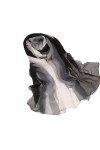 Foulard long en mousseline de soie pour femme avec dégradé de couleur, 7, taille unique