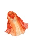 Foulard long en mousseline de soie pour femme avec dégradé de couleur, 7, taille unique