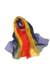 Foulard long en mousseline de soie pour femme avec dégradé de couleur, 9, taille unique