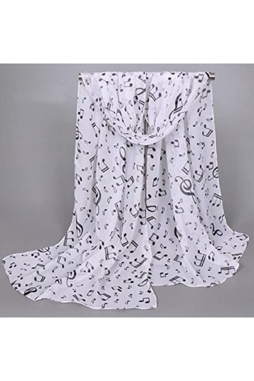 Bysonglezai Foulard Femme Echarpe Homme Châle Écharpes De Mode pour Dames en Mousseline De Soie Symbole De La Musique Longues