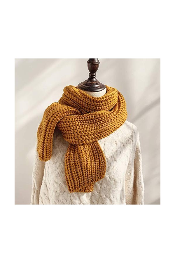 GCC Echarpe Classique Tricotée - Adulte Unisexe Hiver Châle Courte Tricot Écharpe Classique Chaud Couleur Unie Yellow-190 * 2