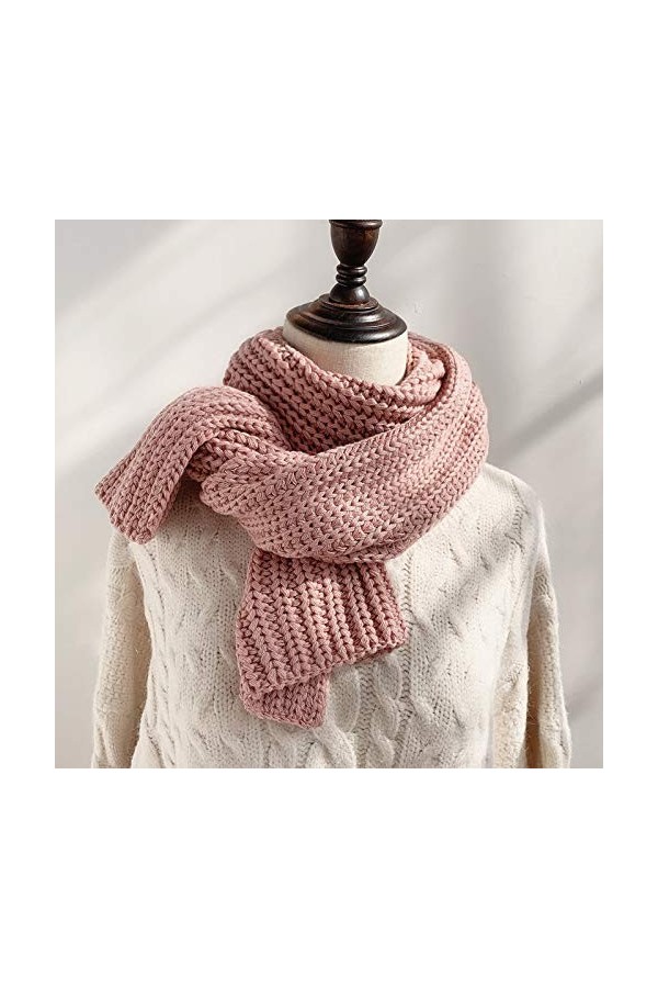 GCC Echarpe Classique Tricotée - Adulte Unisexe Hiver Châle Courte Tricot Écharpe Classique Chaud Couleur Unie Yellow-190 * 2