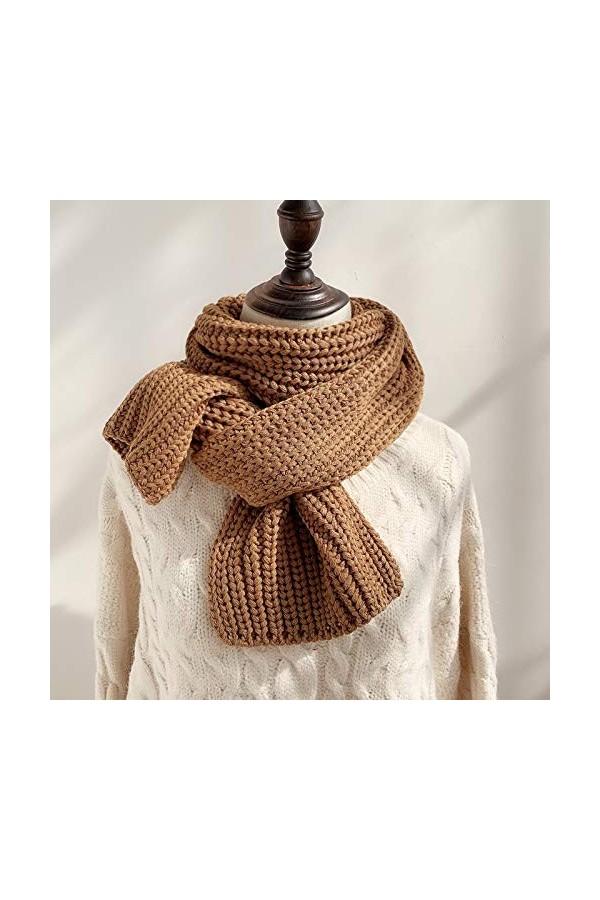 GCC Echarpe Classique Tricotée - Adulte Unisexe Hiver Châle Courte Tricot Écharpe Classique Chaud Couleur Unie Yellow-190 * 2