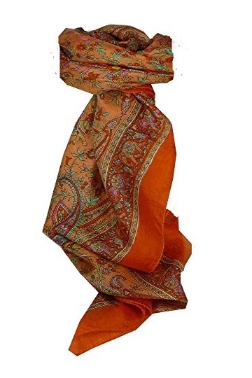 Pashmina & Silk Echarpe Traditional Soie de Mûrier Abhan Terracotta de
