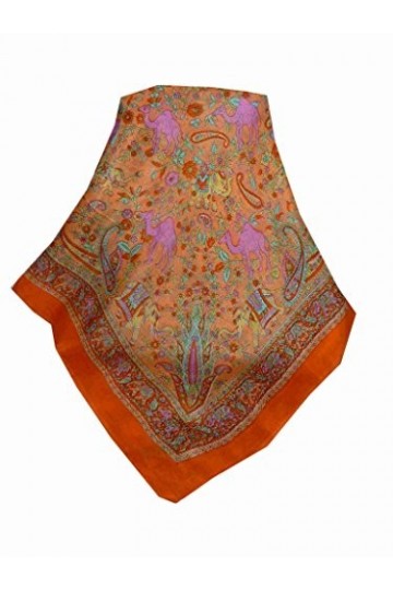 Pashmina & Silk Echarpe Traditional Soie de Mûrier Abhan Terracotta de