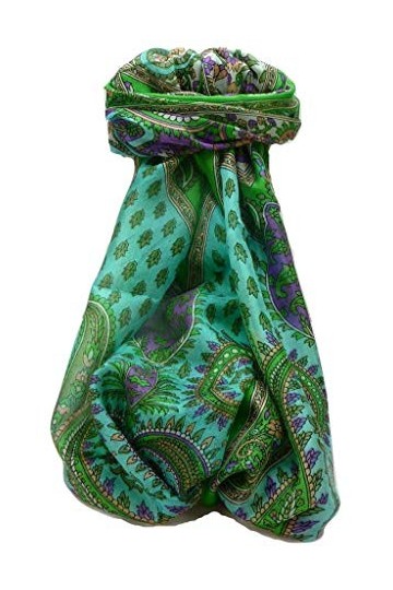 Pashmina & Silk Foulard Traditional Soie de Mûrier Dasari Emerald