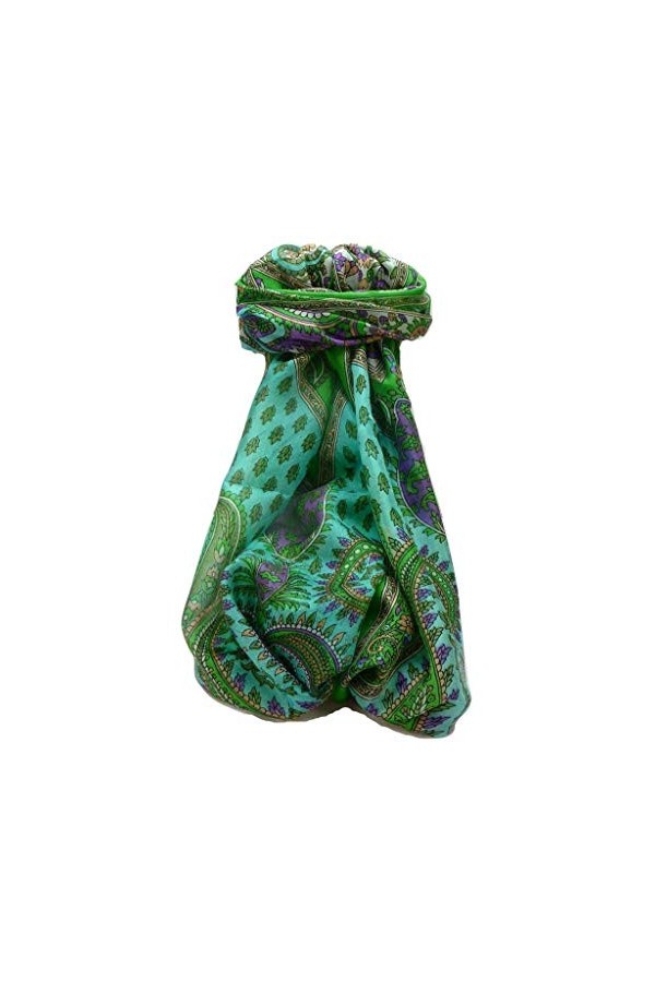 Pashmina & Silk Foulard Traditional Soie de Mûrier Dasari Emerald
