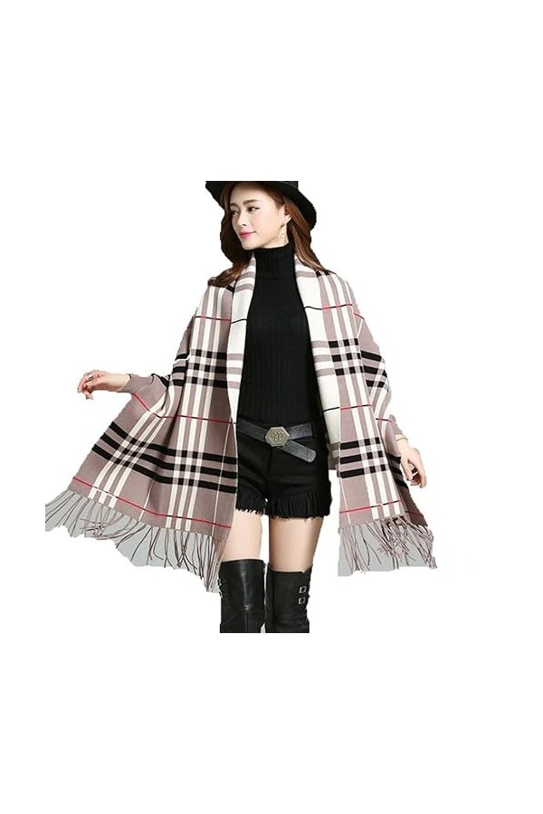AIRMOOD Échantillons tartans à carreaux pour femmes avec manches enveloppe de châle de pashmina pour couverture de pansement 
