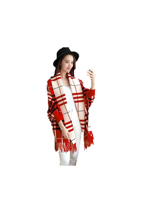 AIRMOOD Échantillons tartans à carreaux pour femmes avec manches enveloppe de châle de pashmina pour couverture de pansement 