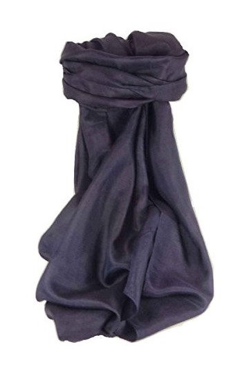 Pashmina & Silk Echarpe Traditional Soie du Mûrier Teinte à la Main Dark Blue de