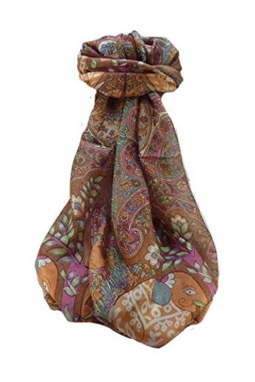 Pashmina & Silk Foulard Traditional Soie de Mûrier Zhu Chestnut