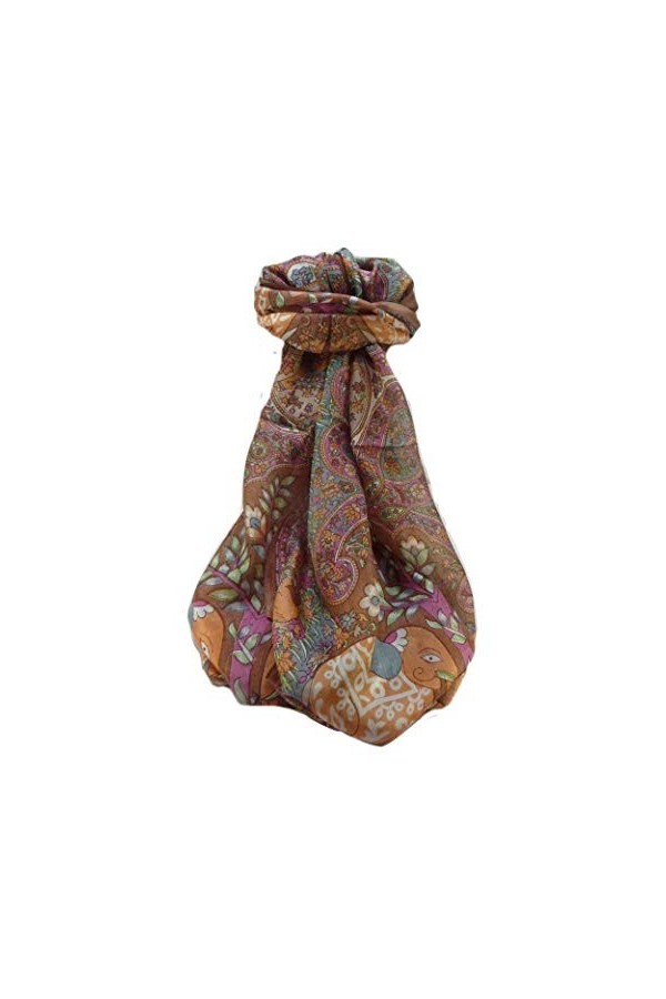 Pashmina & Silk Foulard Traditional Soie de Mûrier Zhu Chestnut