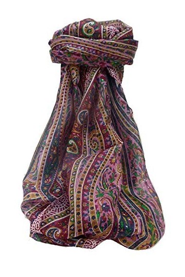 Pashmina & Silk Foulard Traditional Soie de Mûrier Kaliash Wine