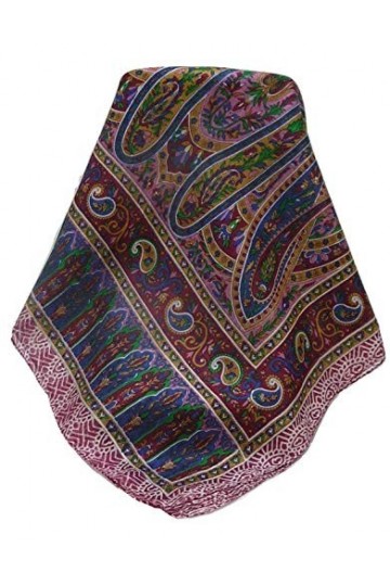Pashmina & Silk Foulard Traditional Soie de Mûrier Kaliash Wine