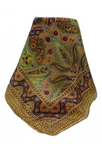 Pashmina & Silk Foulard Traditional Soie de Mûrier Kalyan Chestnut