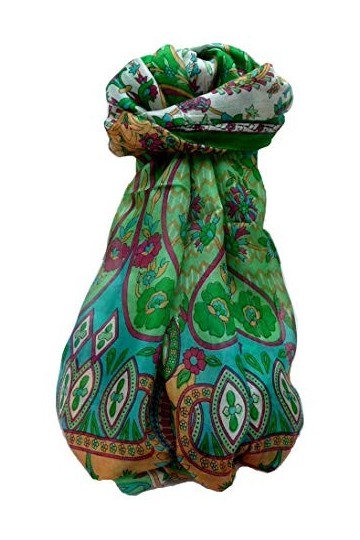 Pashmina & Silk Foulard Traditional Soie de Mûrier Shalmali Emerald