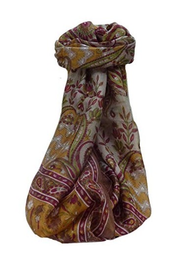 Pashmina & Silk Foulard Traditional Soie de Mûrier Kazia Chestnut