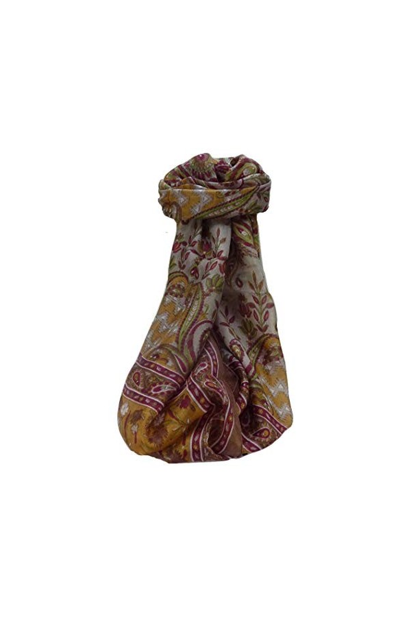 Pashmina & Silk Foulard Traditional Soie de Mûrier Kazia Chestnut