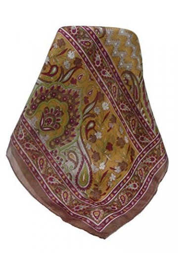 Pashmina & Silk Foulard Traditional Soie de Mûrier Kazia Chestnut