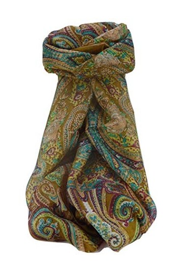 Pashmina & Silk Foulard Traditional Soie de Mûrier Monali Chestnut