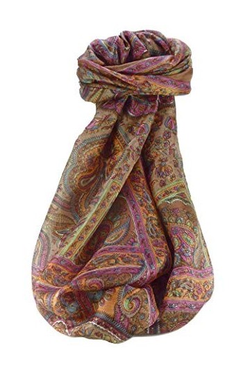 Pashmina & Silk Foulard Traditional Soie de Mûrier Madh Copper de